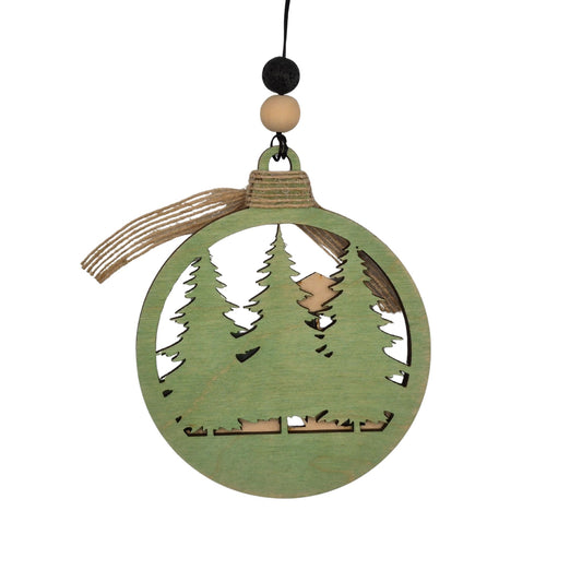 Chicken Coop Silhouette with Forest | Bauble | Ornament