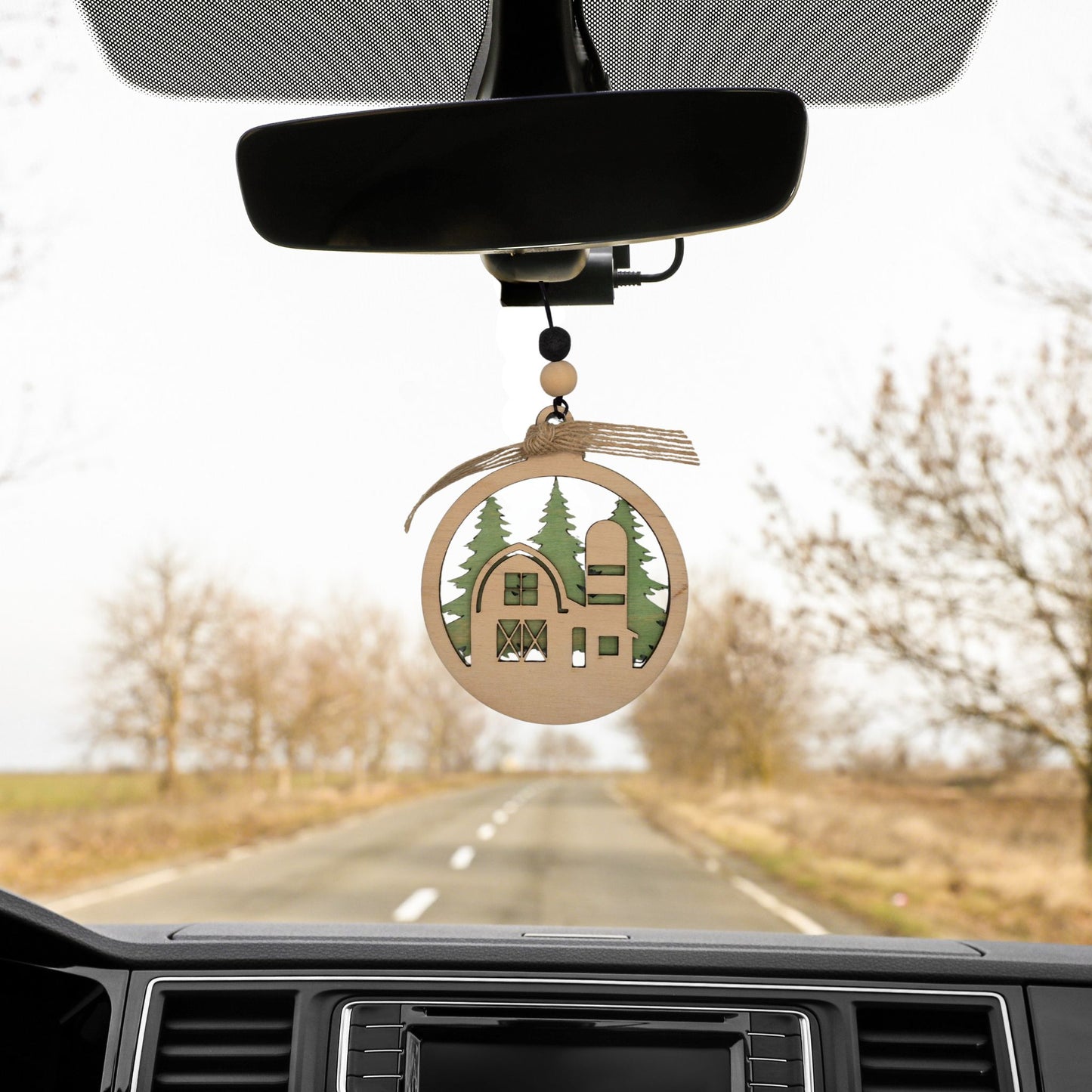Barn & Silo Silhouette with Forest | Bauble | Ornamament