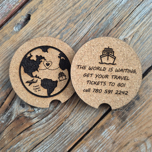 Car Coasters | Set of 2 | Cork | 2.75" Round