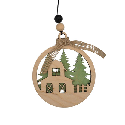 Chicken Coop Silhouette with Forest | Bauble | Ornament