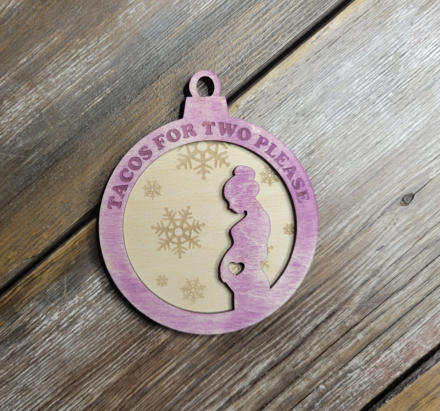 Tacos for Two Please 2 layered wooden ornament