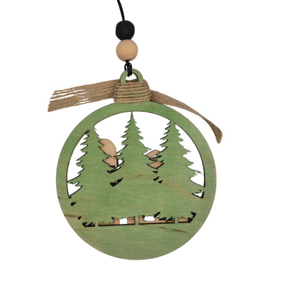 Barn & Silo Silhouette with Forest | Bauble | Ornamament