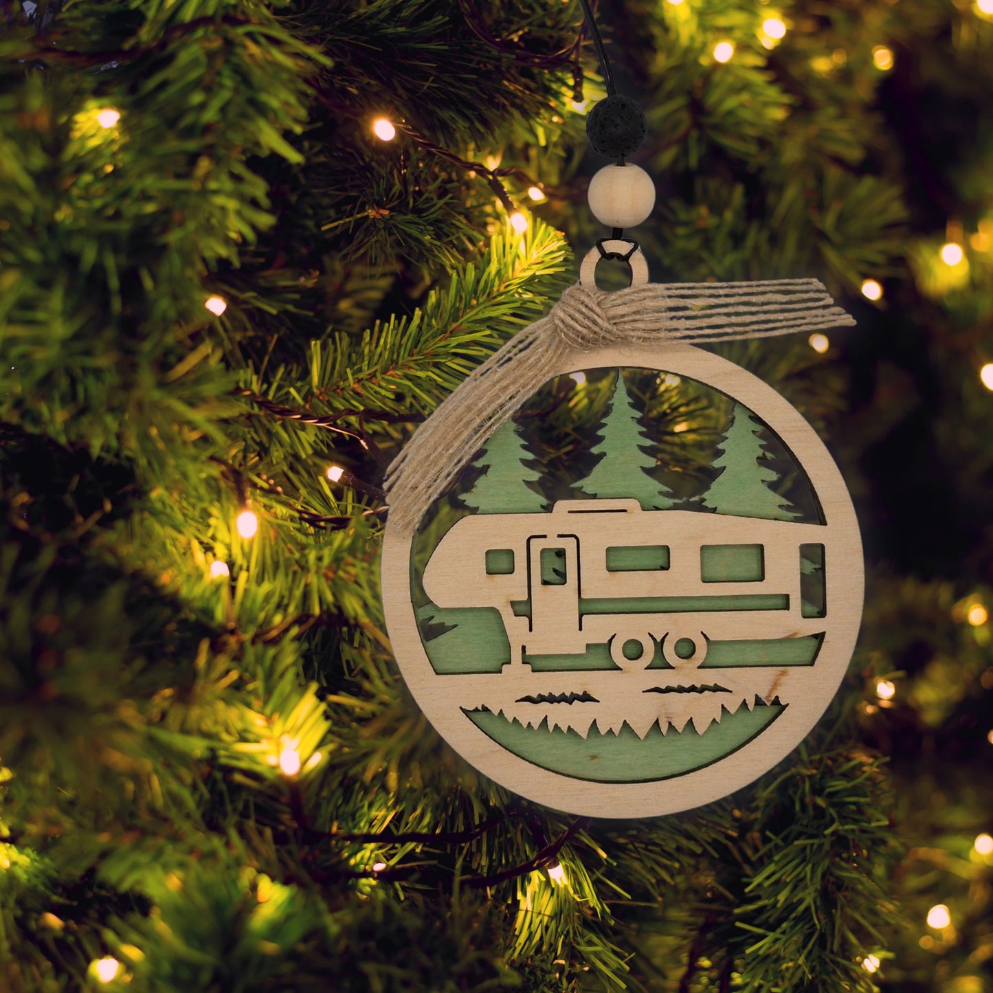 Camper Silhouette with Forest | Bauble