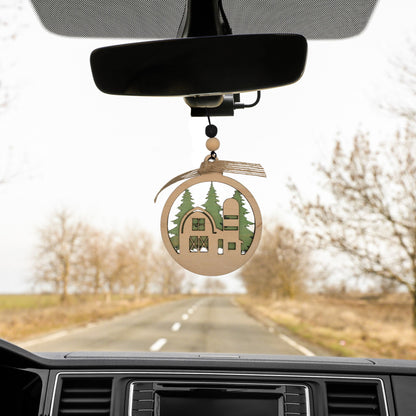 Barn & Silo Silhouette with Forest | Bauble | Ornamament