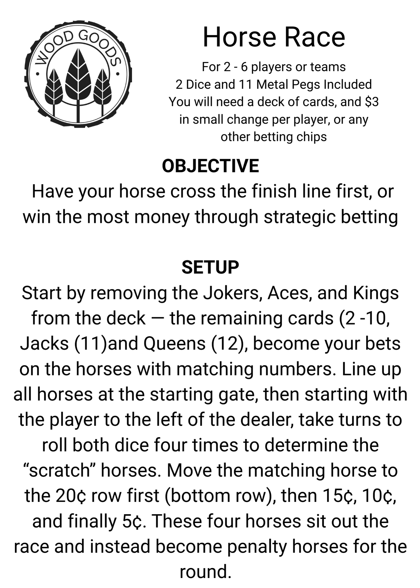 Horse Race Game Board