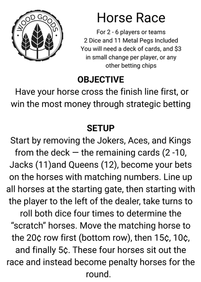 Horse Race Game Board